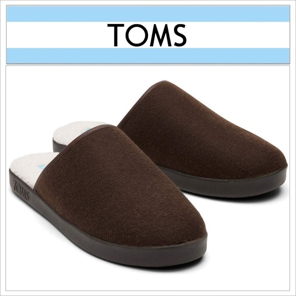 Toms Harbor Slippers Chocolate Brown REPREVE NIB NWT Faux Sherpa Footbed - Picture 6 of 8